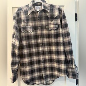 Men's Black & Gray Plaid Western Shirt